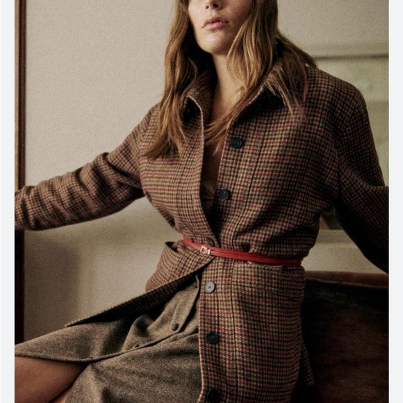 Sézane Wool Houndstooth Print Utility Jacket w/ Tags size M - Picture 3 of 6